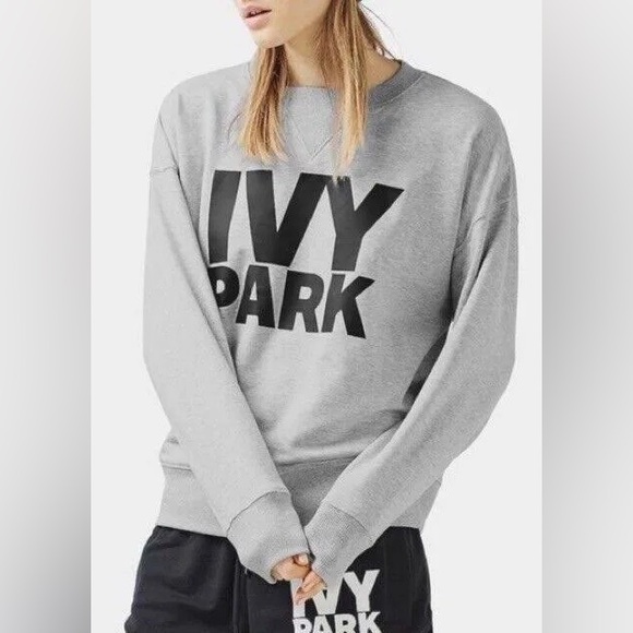 IVY PARK Sweaters - BEYONCÉ IVY PARK Gray Crewneck Jersey Cotton Sweatshirt Size Large